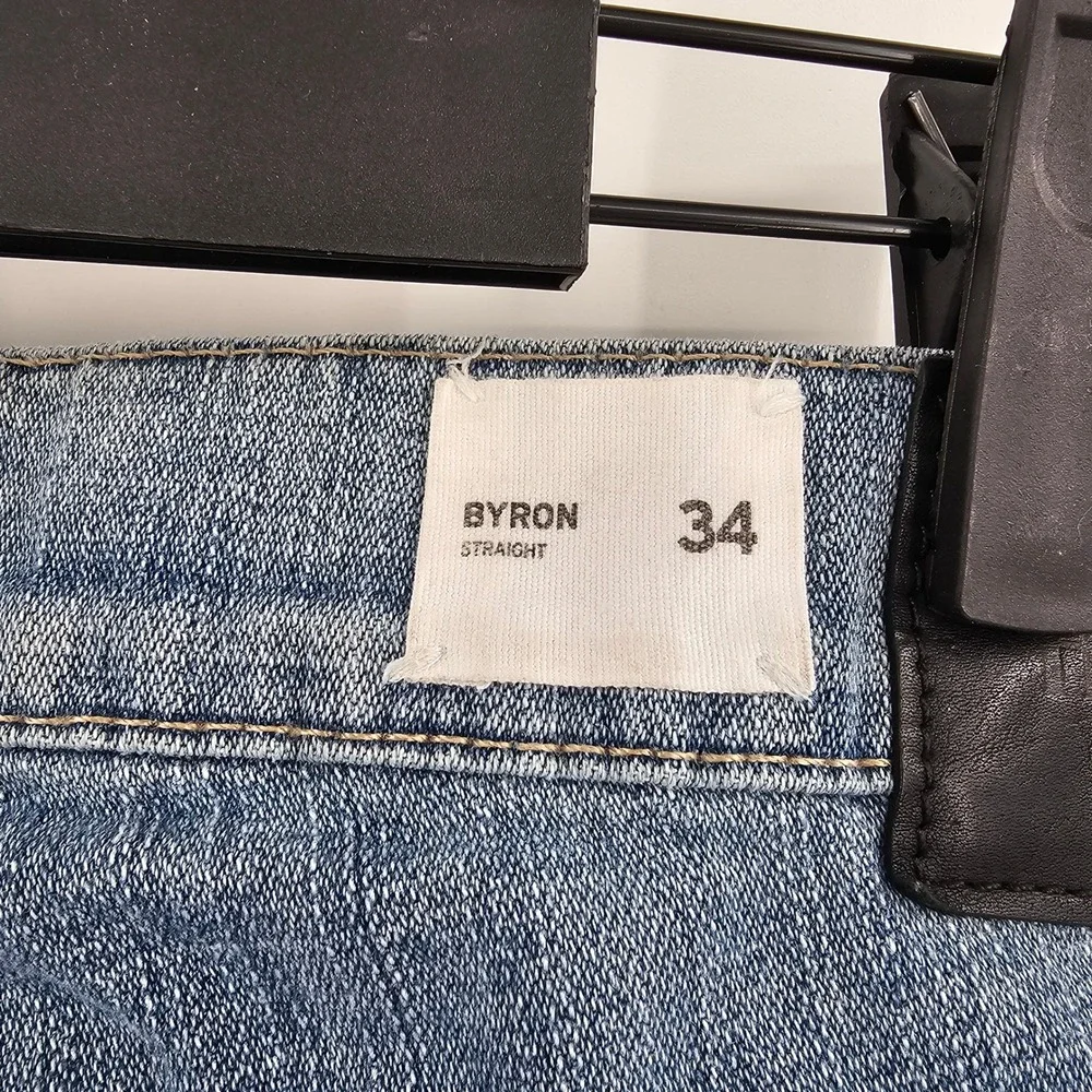 Hudson Byron Straight Leg Mens Blue Jeans‎ Button Fly NM255ZAH Size 34